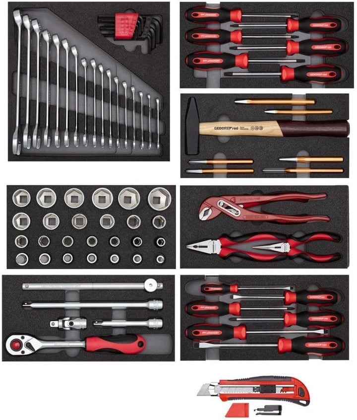 GEDORE red Werkzeugsatz in Schaumstoffmodulen, 81-teilig, 81-teilig