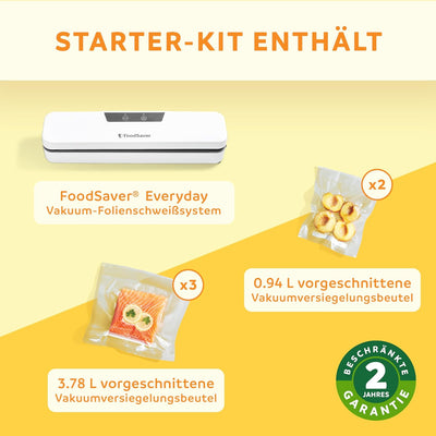 FoodSaver Everyday Vakuumiergerät | hält Lebensmittel bis zu 5X länger frisch | Vakuumierer in kompa