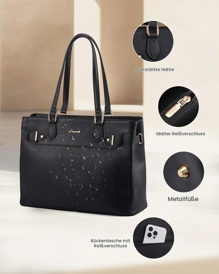 LOVEVOOK Handtasche Damen Mittelgross, 15,6" Shopper Tasche Arbeitstasche Elegant Laptoptasche Gross