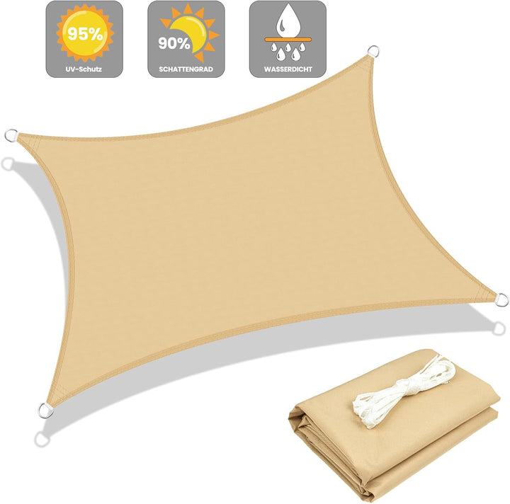 LOVE STORY Sonnensegel Wasserdicht 2x4m Rechteckig Segeltuch Sonnenschutz Windschutz PES mit 95% UV-