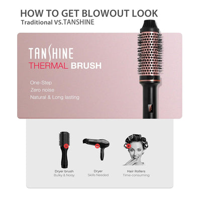 TANSHINE Thermal Brush, 38 mm Elektrische Rundbürste Wärmebürste, Lockenbürste Warmluft und Volumize