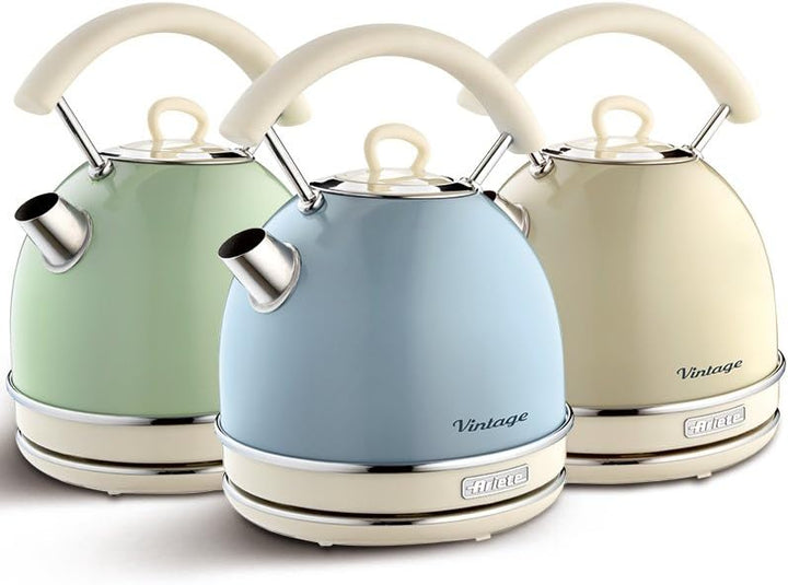 Ariete 2877 Vintage Wasserkocher, 2000 Watt, 1,7 Liter, beige/grün, Rostfreier Stahl, 1.7 liters & 1