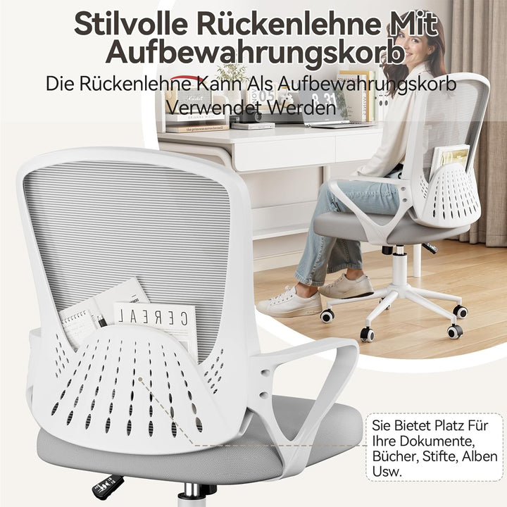 naspaluro Bürostuhl, Ergonomischer Schreibtischstuhl Mit Mesh-Abdeckung, Einzigartiger Lendenwirbels