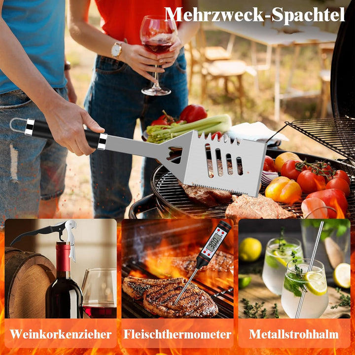 Grilliance 38 Stücke BBQ Grillbesteck Set Edelstahl Grillzubehör für Männer Geschenk Geburtstag Hoch