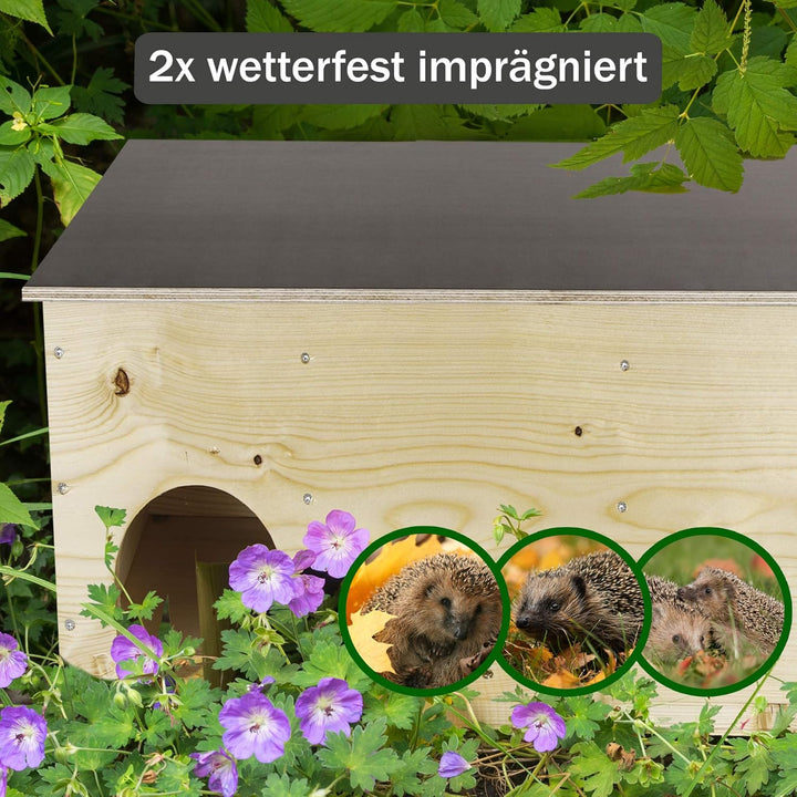 N/A XXXL Igelhaus Igelhotel Igelhütte Futterhaus für Igel Igelfutterhaus Natur aus Vollholz 78cm x 3