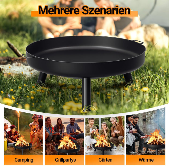 Peviasot Feuerschale, Feuerkorb Ø 80 cm, Feuerschalen für den Garten mit 3 Abnehmbaren Beinen und Gr