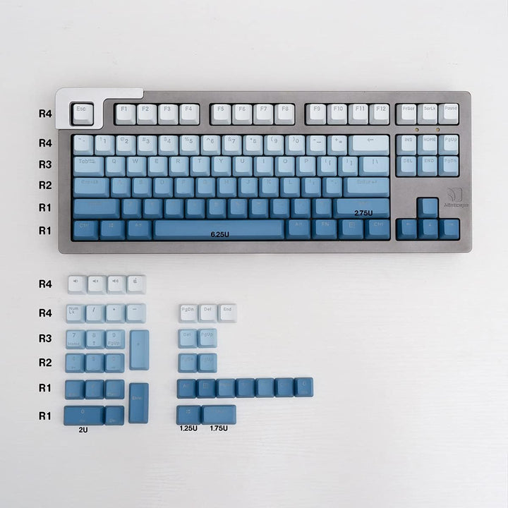 123 Tasten Double Shot PBT Tastenkappen OEM Profil Gradient Blue Backlit Keycaps für 61/87/104/108 C