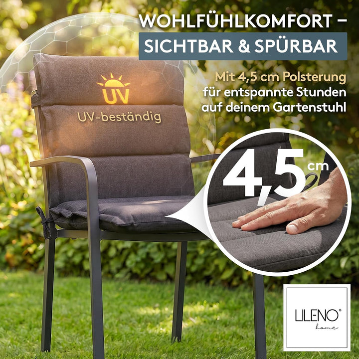 LILENO HOME Gartenstuhl Auflagen als [1er Set - Niedriglehner] in Anthrazit - Bequeme Liegen als Sit