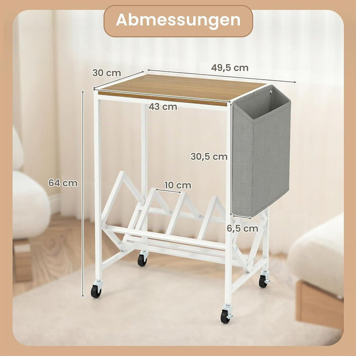 COSTWAY Plattenspieler Regal, Schallplattenregal mit Vinylaufbewahrung &amp; Zeitschriftenhalter, Schall