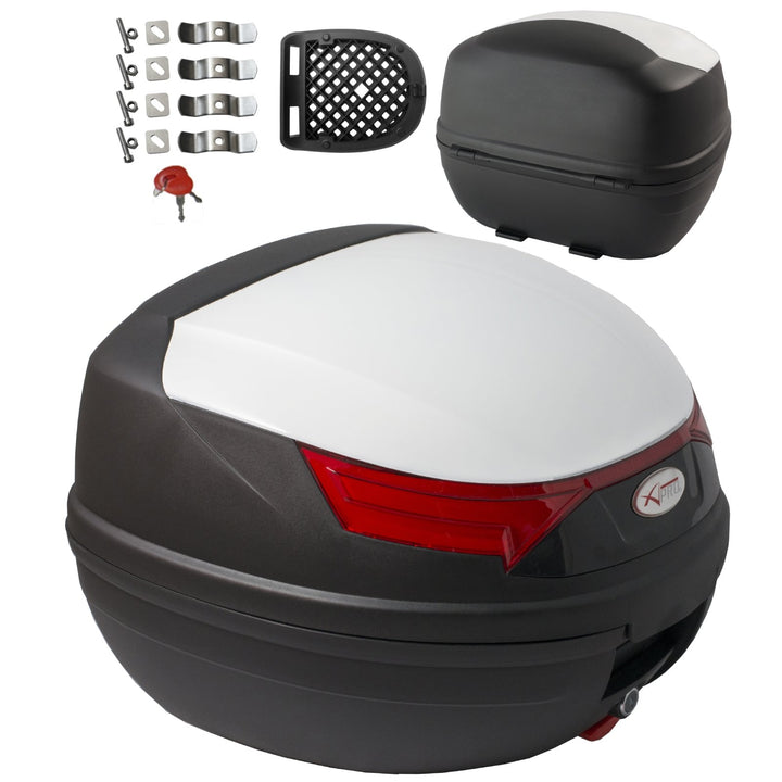 A-Pro Top Case Box 46 LT Universal Motorbike Scooter Luggage Quad White Weiss, Weiss