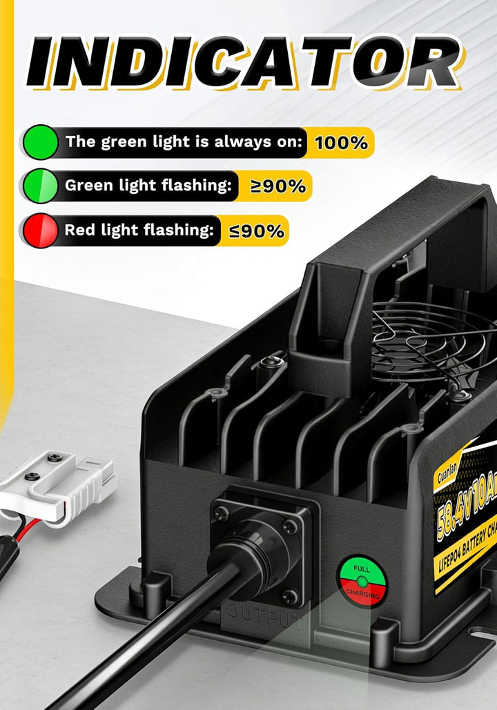 58,4V 10A LiFePO4 Lithium Batterie Ladegerät für 48V(51,2V) Lithium Eisenphosphat, Ladegerät für Lit