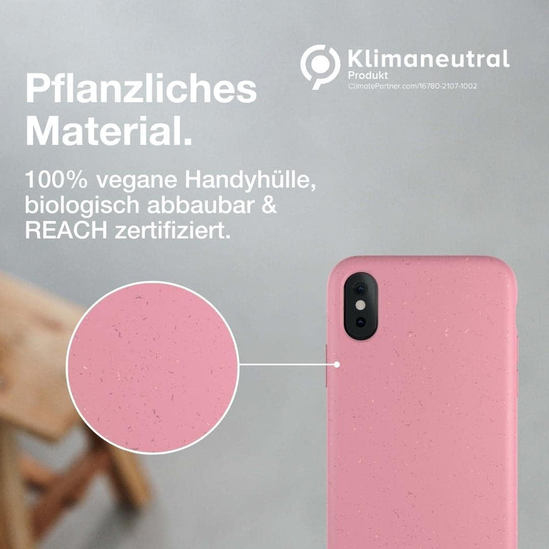 Woodcessories - Antibakterielle Bio Hülle kompatibel mit iPhone XS Hülle pink, iPhone X Hülle pink -