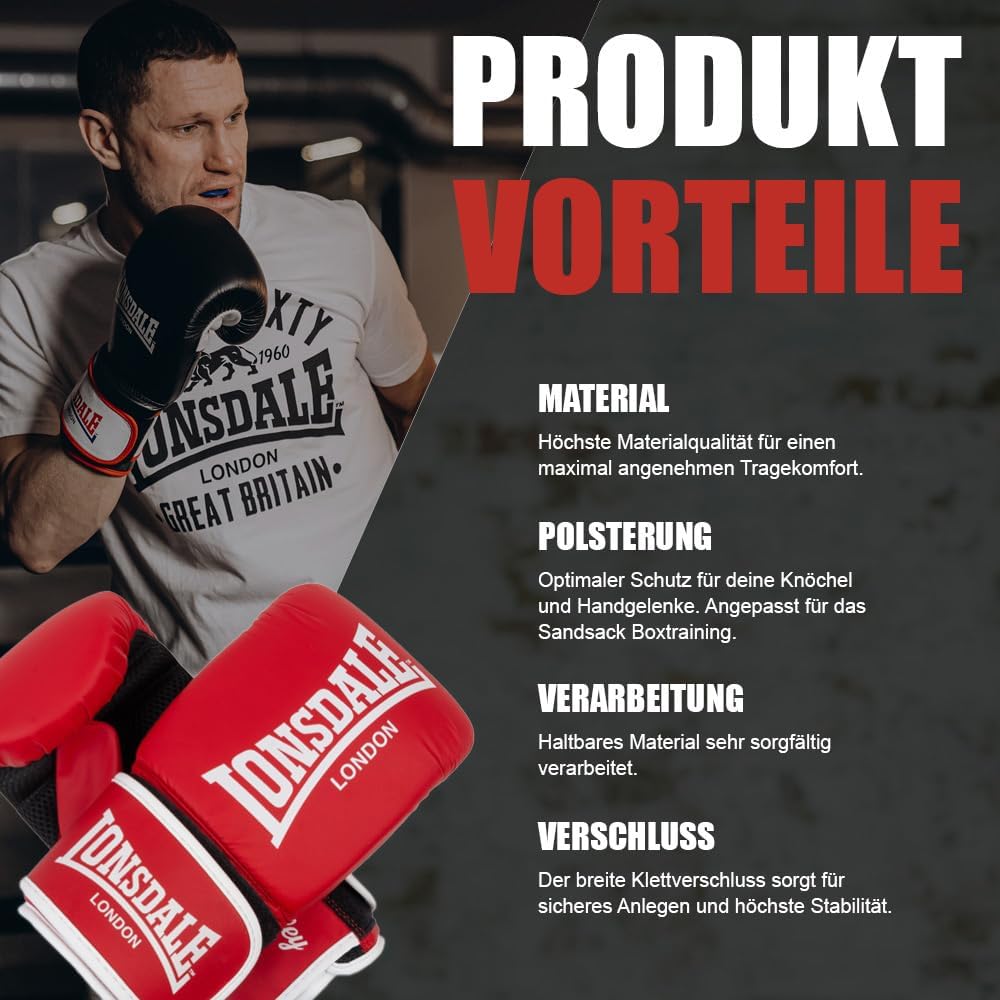 Lonsdale Boxsackhandschuhe aus Kunstleder Barley, S