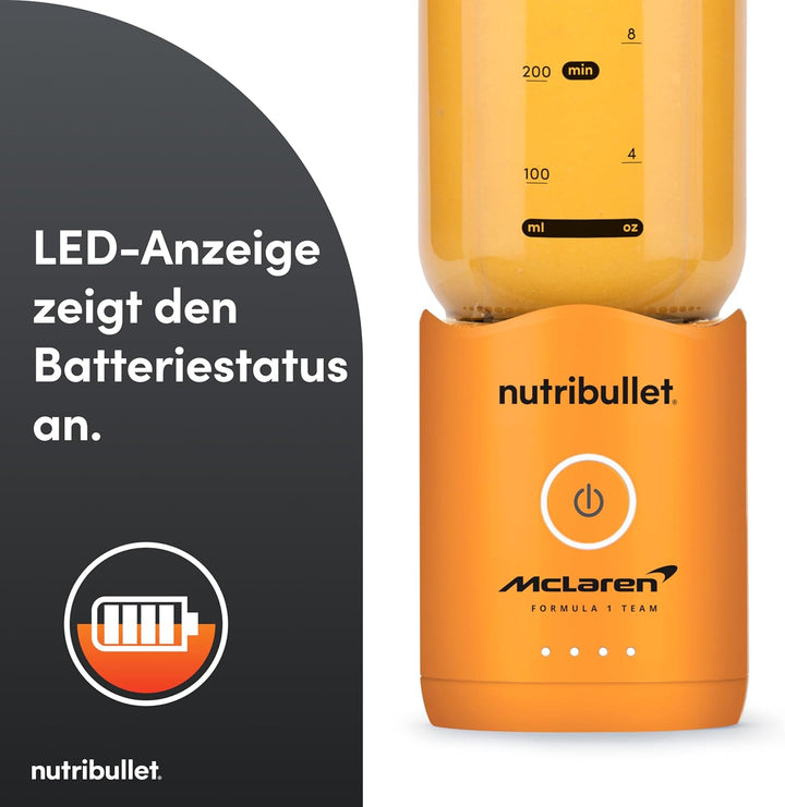 Nutribullet x McLaren Flex - tragbarer Mixer, kabelloser Smoothie Maker mit USB-C, 590 ml Tritan Bec