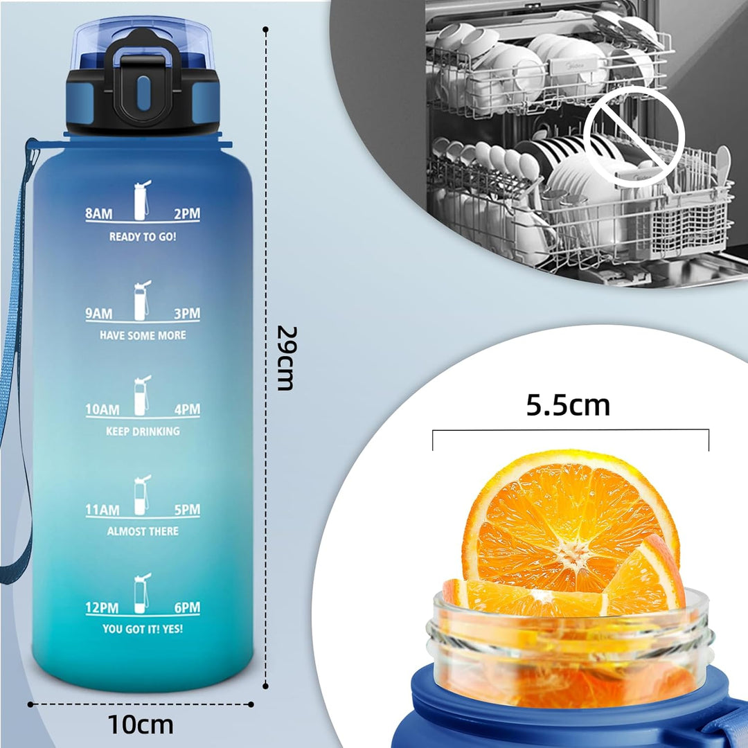 HoneyHolly Trinkflasche, Motivierend und Auslaufsicher, 1,5L, Wasserflasche, Zeitmarkierung, Trinkfl