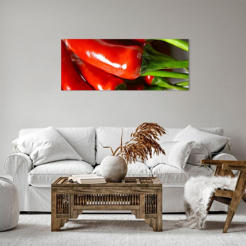 Panorama Bilder auf Leinwand 100x40cm Leinwandbild Gemüse würzig Chili Gross Wanddeko Bild Schlafzim