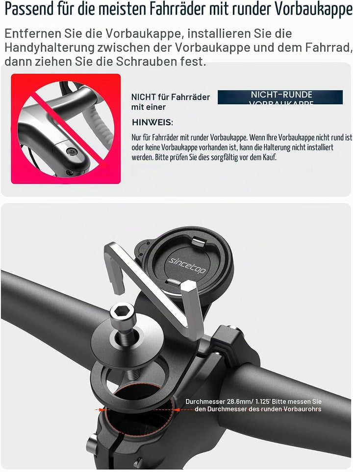 sincetop Handyhalterung Fahrrad,Mountainbike-Vorbau Handyhalter,Universelle Aluminium Stengel Lenker