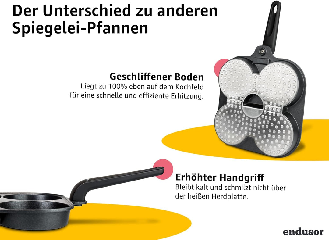endusor Spiegeleipfanne induktionsgeeignet (21cm) - Eierpfanne & Pancake Pfanne mit Antihaft-Beschic