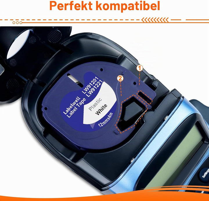 Labelwell 8x Kompatible für Dynmo Etikettenband Kompatible für Dynmo 200B XR 80 LT-100H LT-110T LT-1
