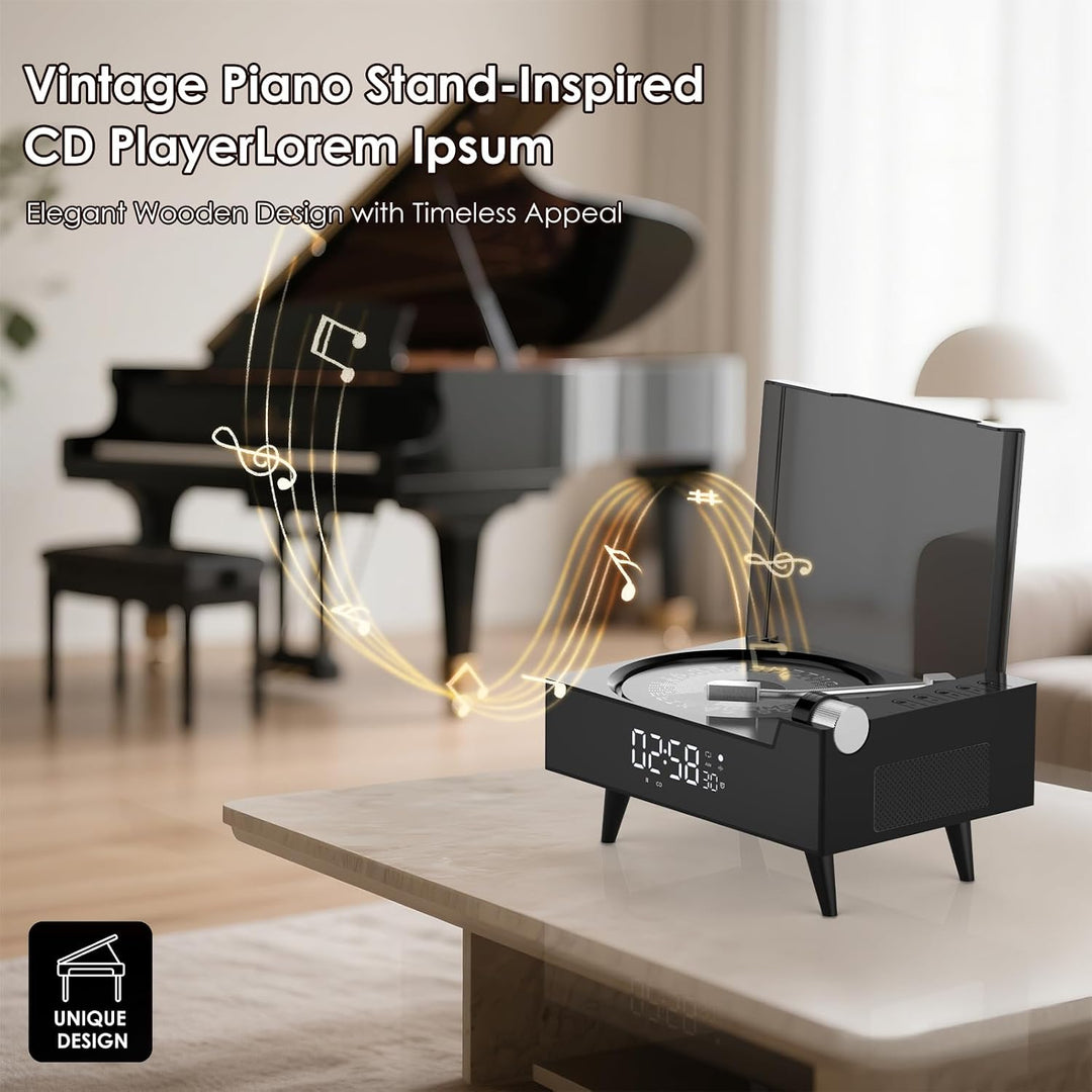 Tragbarer CD-Player für zu Hause mit Hi-Fi-Lautsprecher | Bluetooth-Sender und -Empfänger, Timer, LE