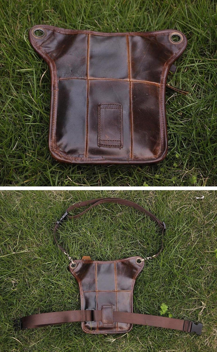Le'aokuu Herren Echtes Leder Tasche Beinbeutel Beintasche Aussenbeintasche Hüfttasche Drop Leg Thigh