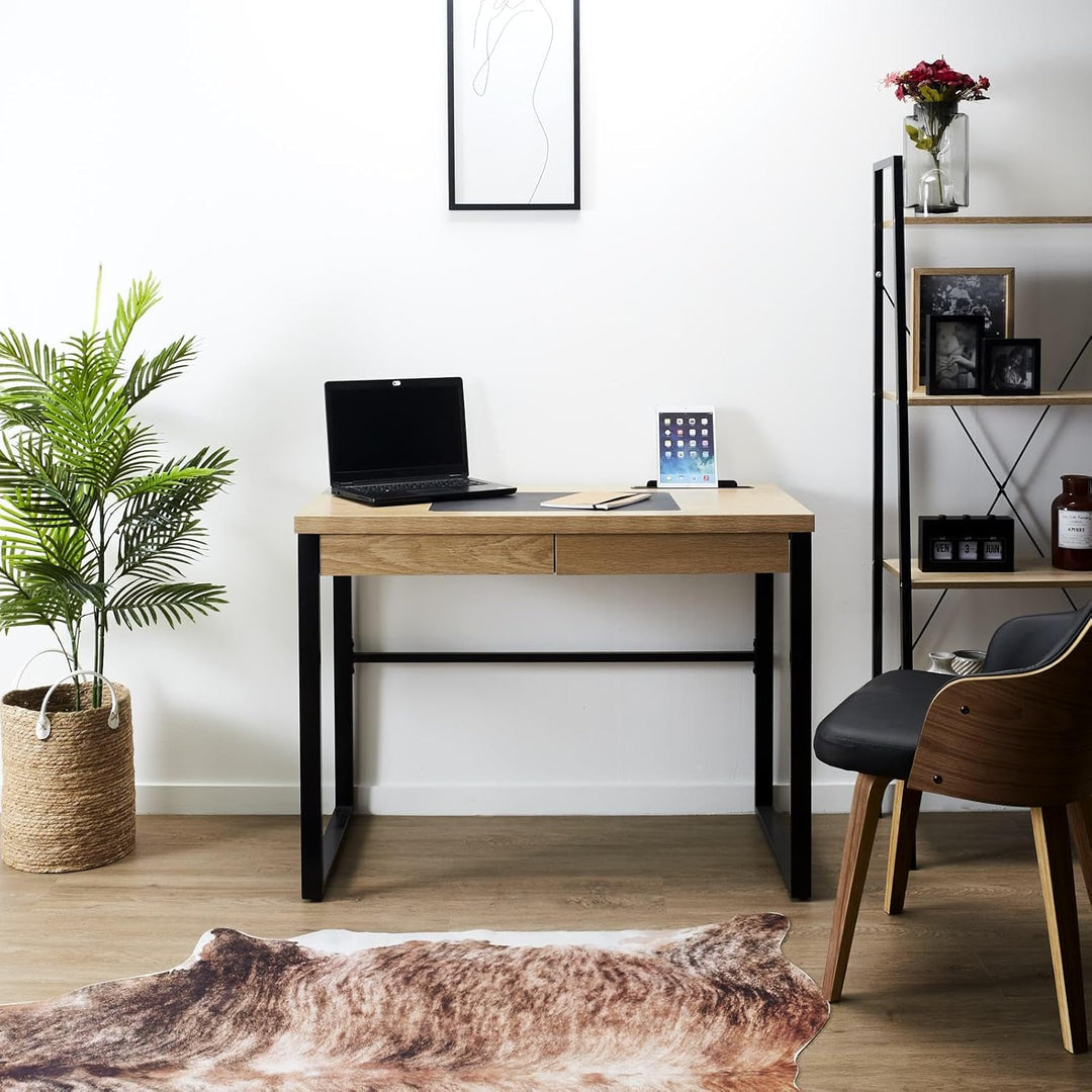 CMP HD3722 MESA DESPACHO Madera Y Metal, Holz, 110x110x16 cm