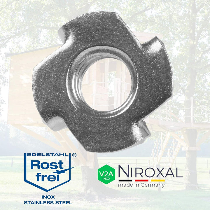 Einschlagmuttern M10 Edelstahl 100 Stück Einschlagmutter V2A mit 4 Einschlagspitzen metrischem Gewin