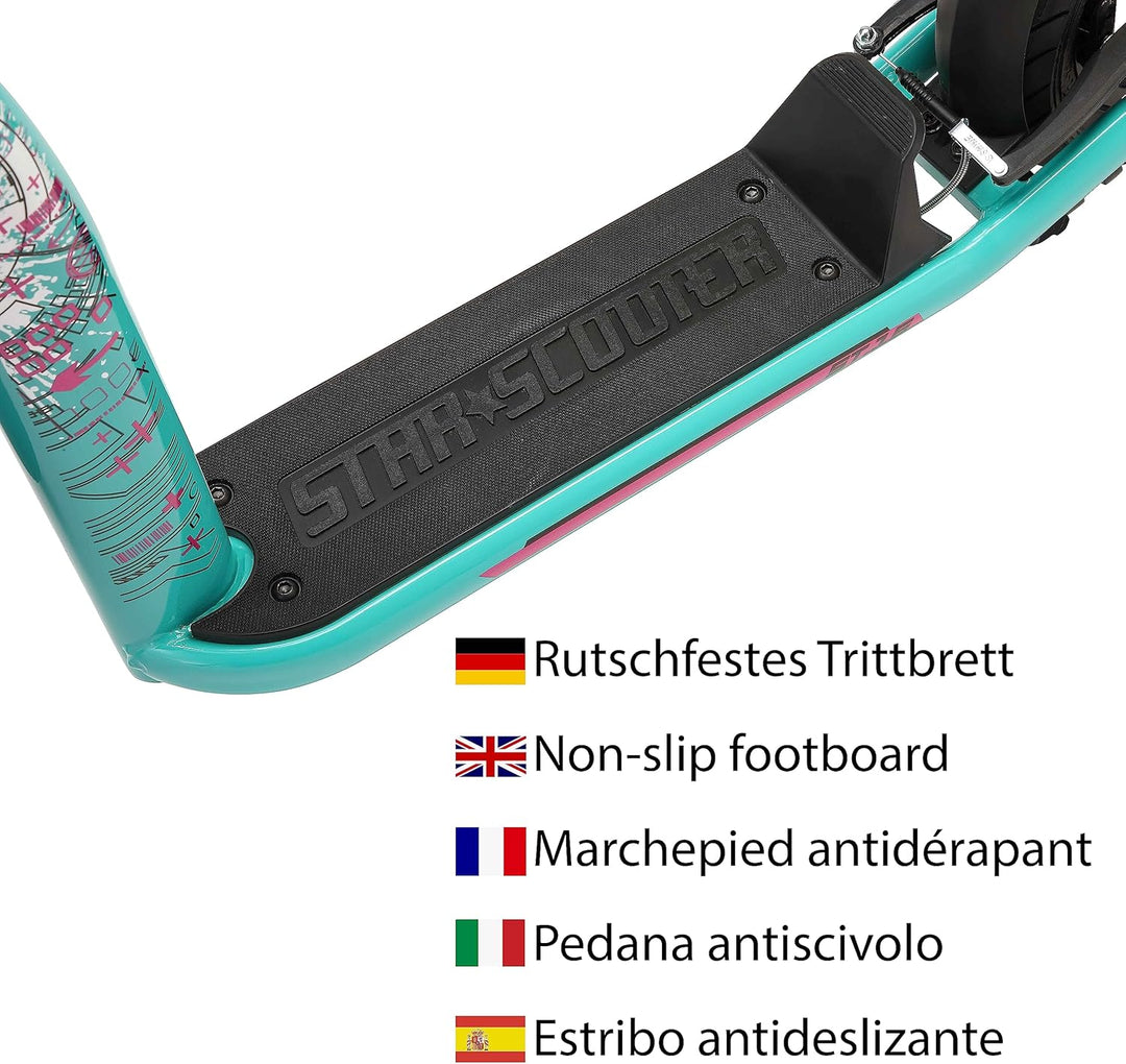 STAR SCOOTER Kinder Tret Roller ab 8 Jahre | City Kick Scooter Luftreifen Höhenverstellbar 16 Zoll N