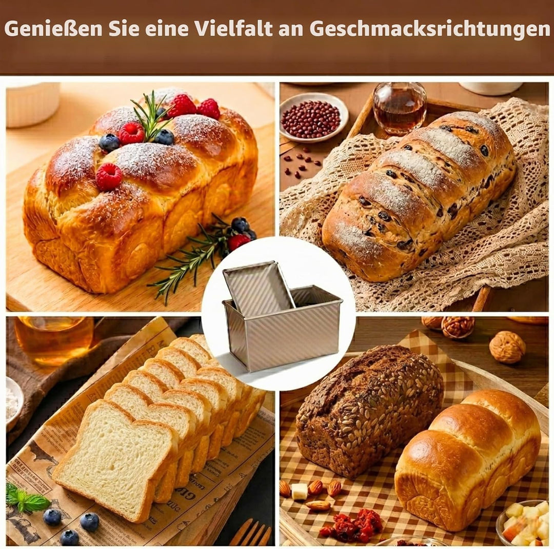 Toastbrot Backform mit Deckel 2er Set 1000g &amp; 450g: Kastenform mit Deckel 32x12x12cm &amp; 20,8x11,8x11c