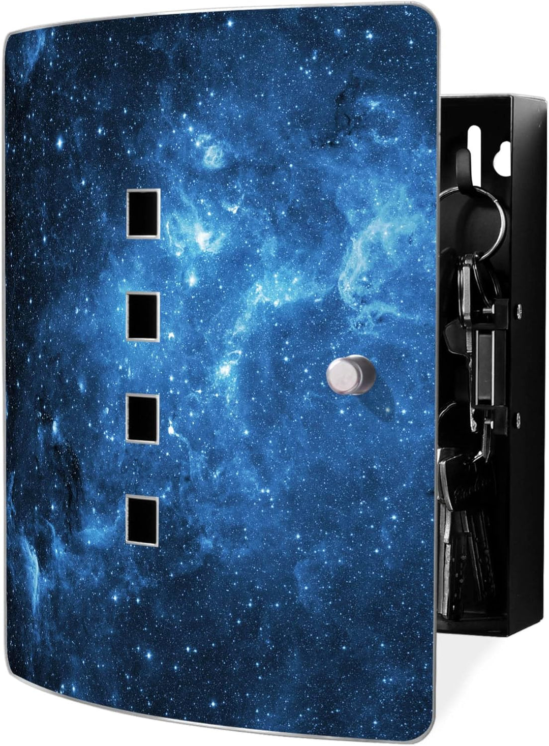 banjado® Design Schlüsselkasten aus Edelstahl mit Motiv Universum für 10 Schlüssel - Schlüsselschran