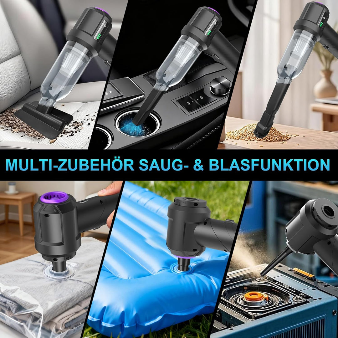 4 in 1 Handstaubsauger Akku Kabellos, 22000Pa Autostaubsauger mit Bürstenloser Motor, 3 Stufen Saugs