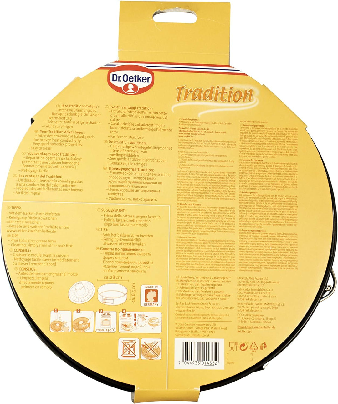 Dr. Oetker Springform mit Flach- und Rohrboden Ø 28 cm, Kuchenform aus Stahl mit Antihaftbeschichtun