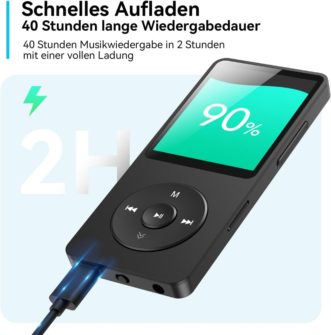AGPTEK MP3 Player 32GB Bluetooth 5.0, 1.8 Zoll 70 Stunden Wiedergabezeit Digital Kinder MP3 Player m