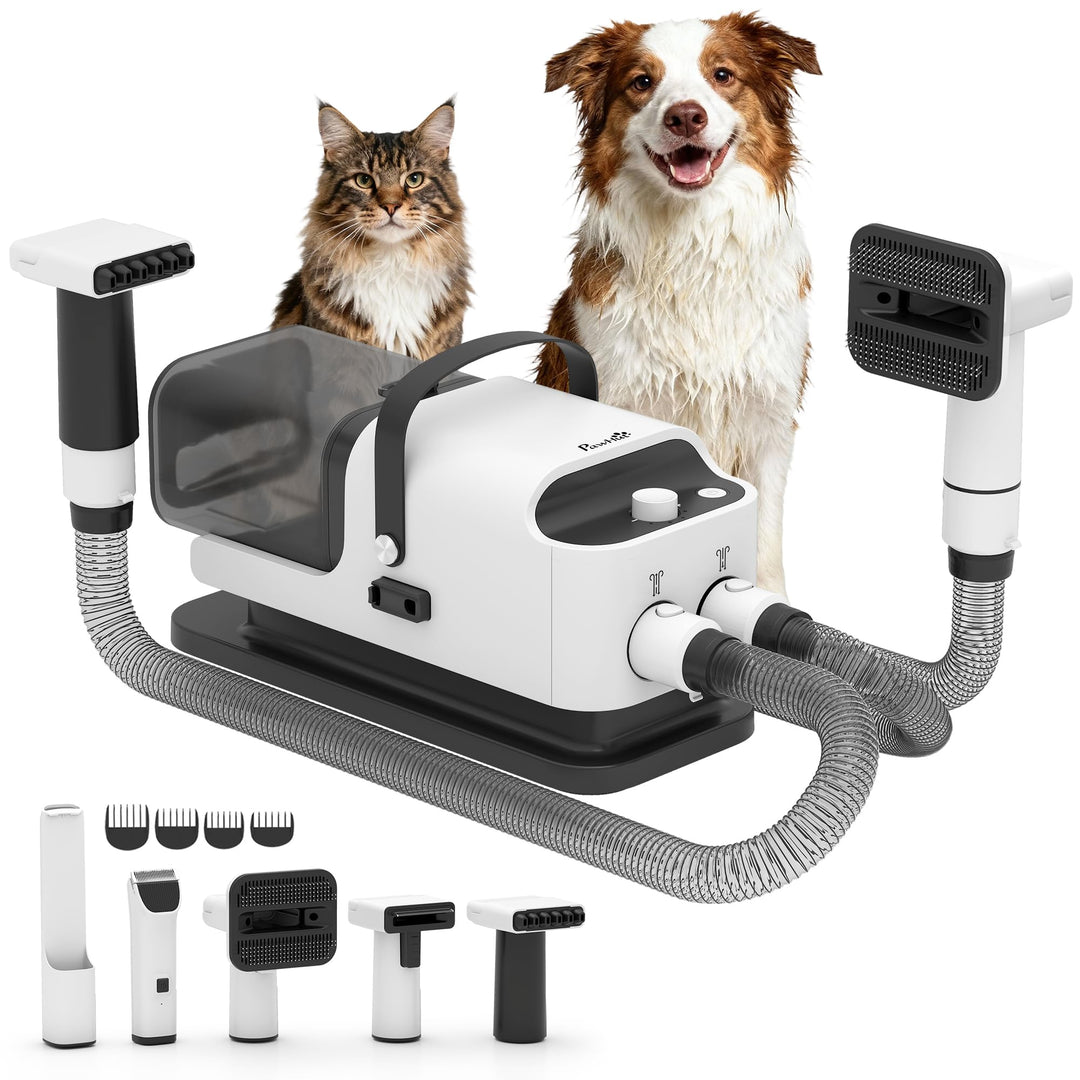 PawHut Hundeschermaschine leise Schermaschine mit 5 Pflegewerkzeugen Einstellbarer Windgeschwindigke