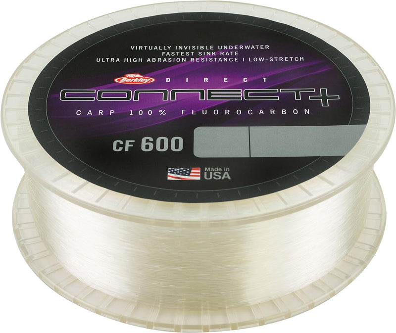 Berkley Connect CF600 Fluorocarbon 1200 m Angelschnur – nahezu unsichtbare Mono für Karpfen, Wels, B