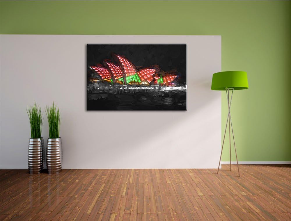 Dark beeindruckendes Sydney Opera House bei Nacht schwarz/weiss Deluxe Format: 100x70 cm auf Leinwan