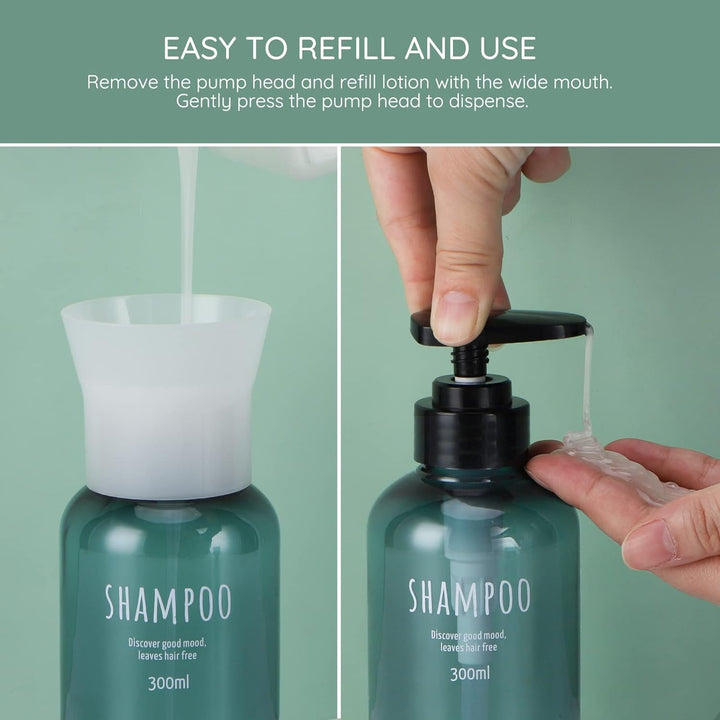 Segbeauty Duschflasche mit Trichter, 3 STK. 10,1 Unzen Nachfüllbare Kunststoff-Pressflaschen, 300 ml