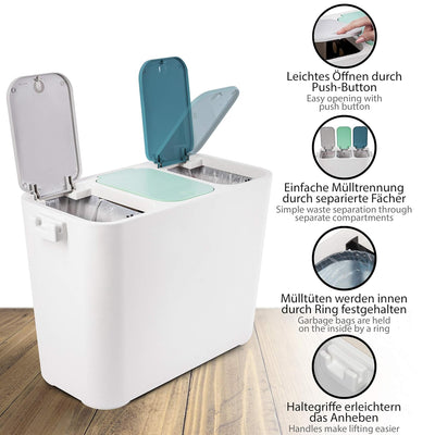 ONVAYA® Mülltrennsystem Tom | Mülltrennung mit mehreren Fächern | Mülleimer in creme-weiss | Abfalle