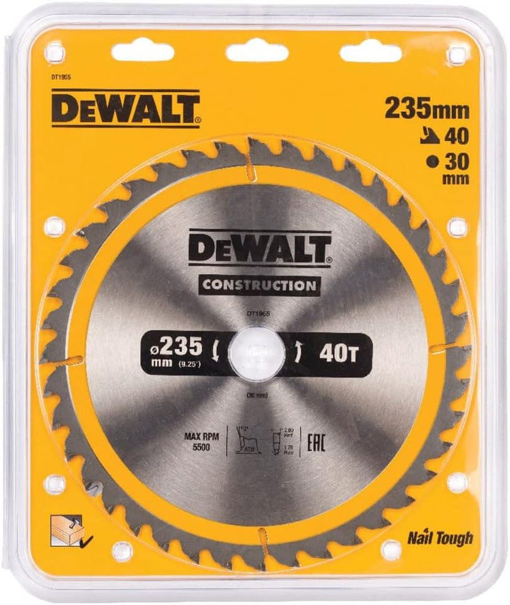 DeWalt Bau-Kreissägeblatt für Stationärsägen/Kreissägenblatt (235/30 mm 40WZ, universeller Einsatz u