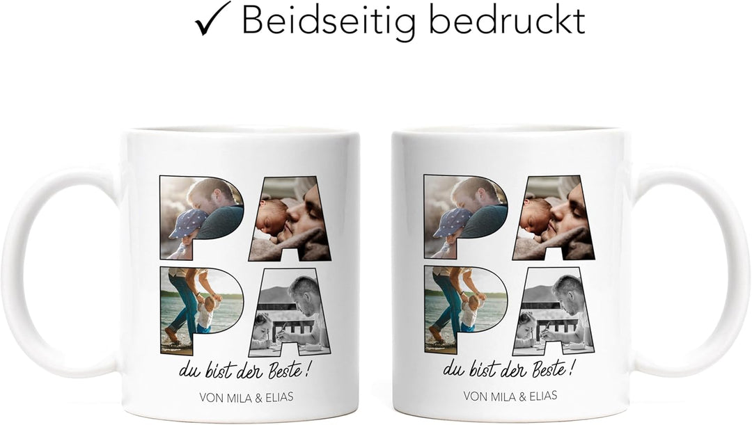 Kiddle-Design Papa Tasse Personalisiert mit Foto Geschenk Geburtstag, Vatertagsgeschenk Fototasse mi