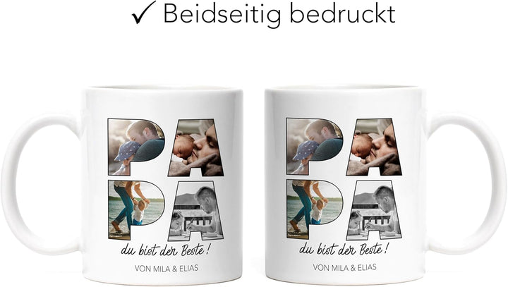 Kiddle-Design Papa Tasse Personalisiert mit Foto Geschenk Geburtstag, Vatertagsgeschenk Fototasse mi