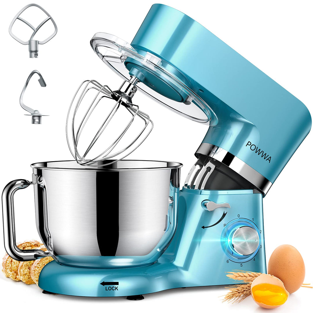 Küchenmaschine, POWWA 6,2 L Rührmaschine Knetmaschine, 6+1 Geschwindigkeit Teigmaschine,1500W Teigkn