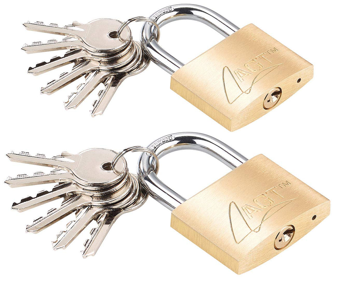 AGT Outdoor Vorhängeschloss: 2er-Set Vorhängeschlösser aus Messing, 48 mm, 12 Schlüssel (Schloss mit
