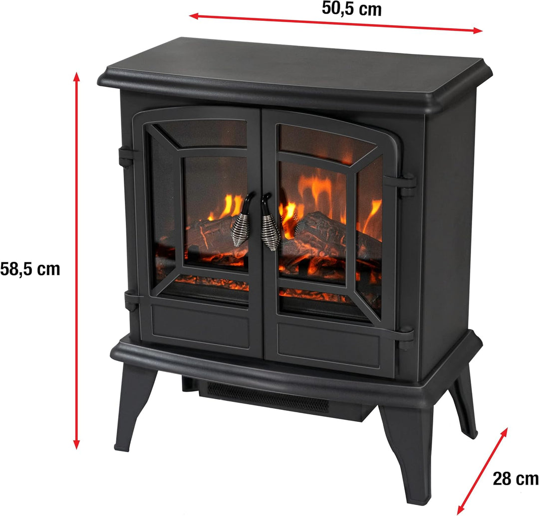 Classic Fire Kaminofen Narvik - Elektrokamin mit Heizung und Kaminfeuer LED - Künstliches Feuer - El