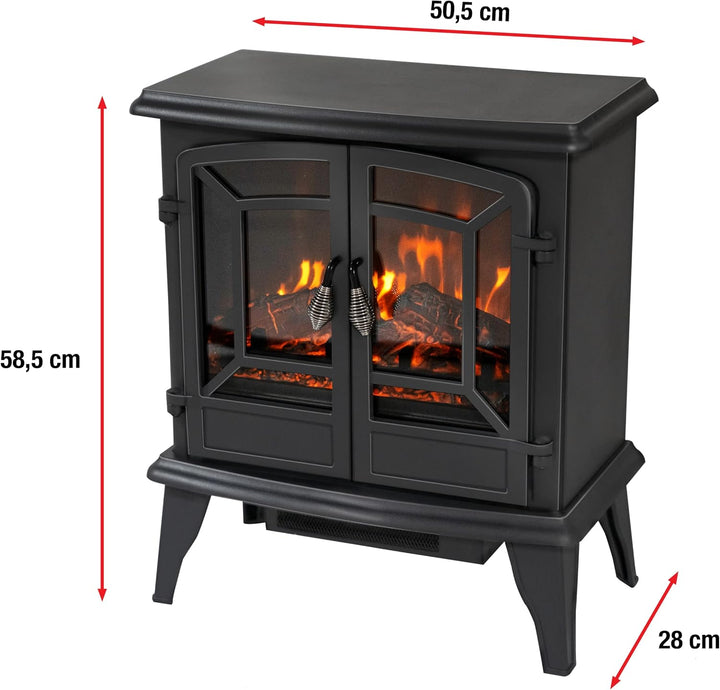 Classic Fire Kaminofen Narvik - Elektrokamin mit Heizung und Kaminfeuer LED - Künstliches Feuer - El