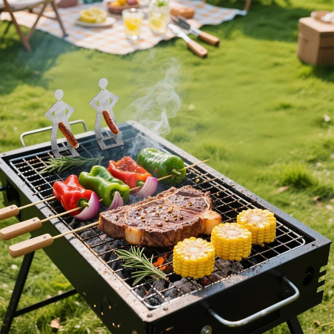 SEIWEI 4 Stück Grillwursthalter, Hot-Dog-Rack aus Edelstahl, Kochgerät für den Aussenbereich zum Gri