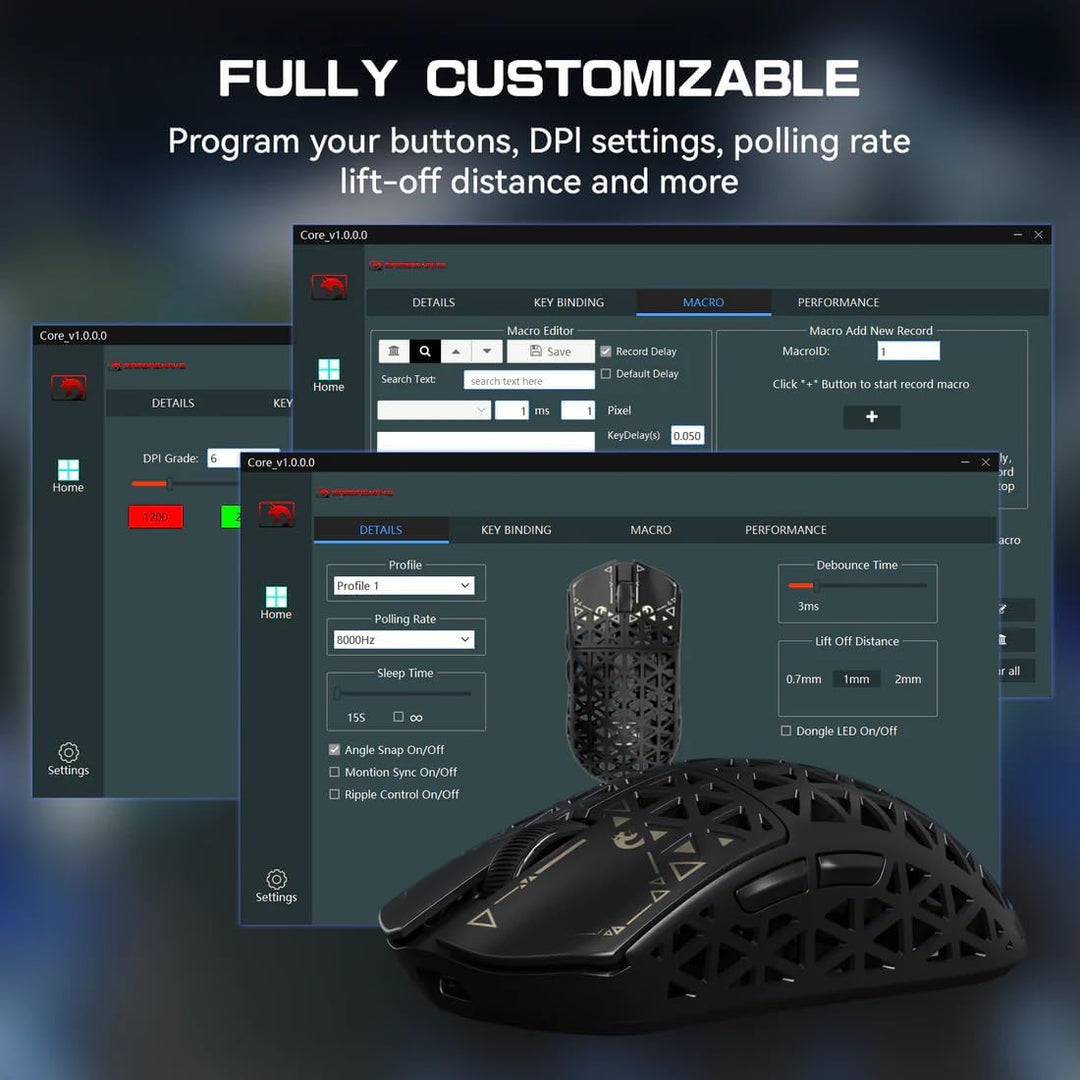 MAMBASNAKE M5 Ultra Carbon Fiber 8000Hz Wireless Gaming Mouse, 39g Superlight, 42000DPI, PAW3950MAX