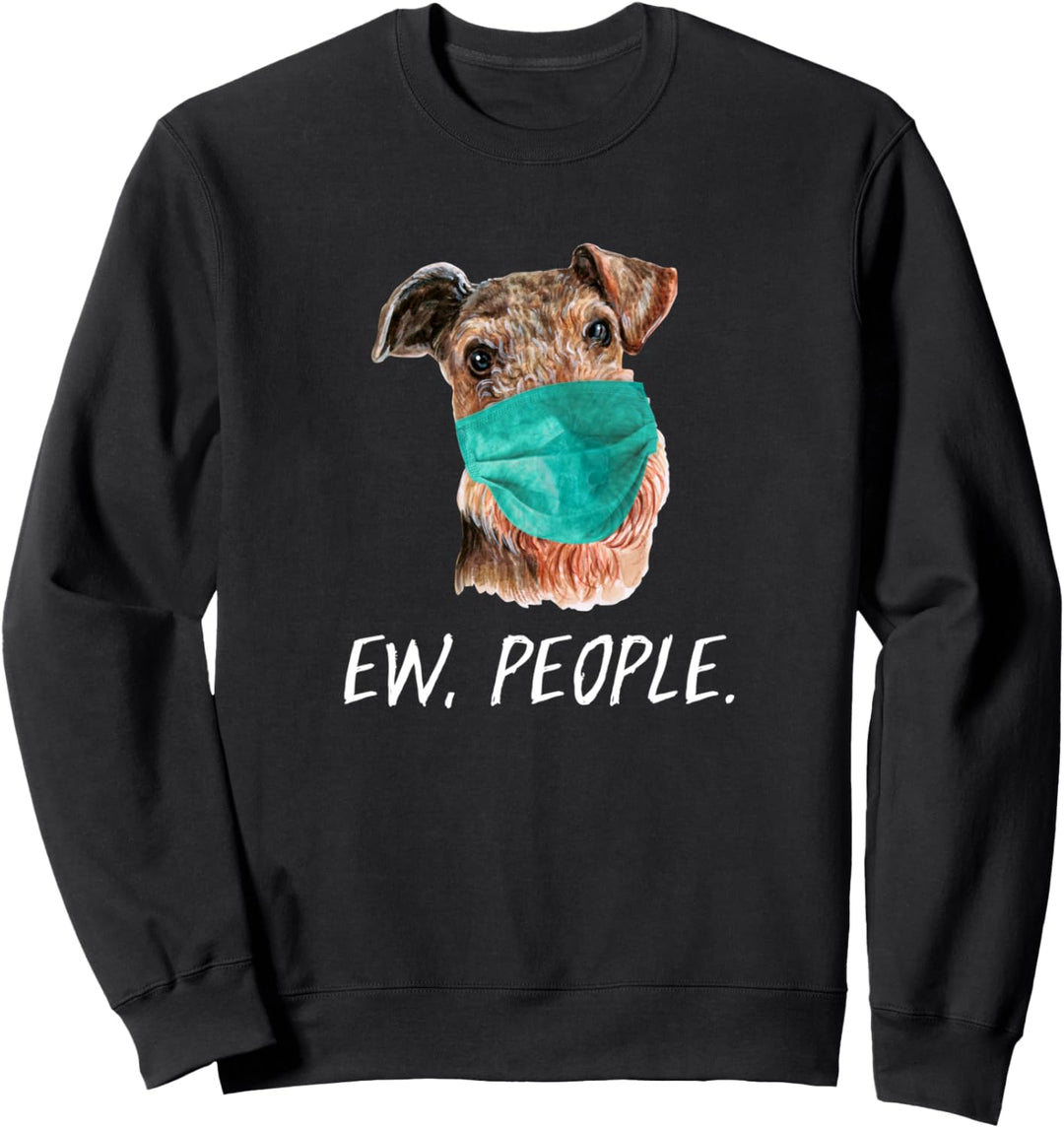 AIREDALE TERRIER mit Gesichtsmaske Mundschutz Hund EW PEOPLE Sweatshirt
