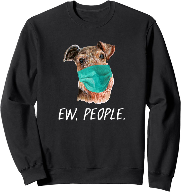 AIREDALE TERRIER mit Gesichtsmaske Mundschutz Hund EW PEOPLE Sweatshirt