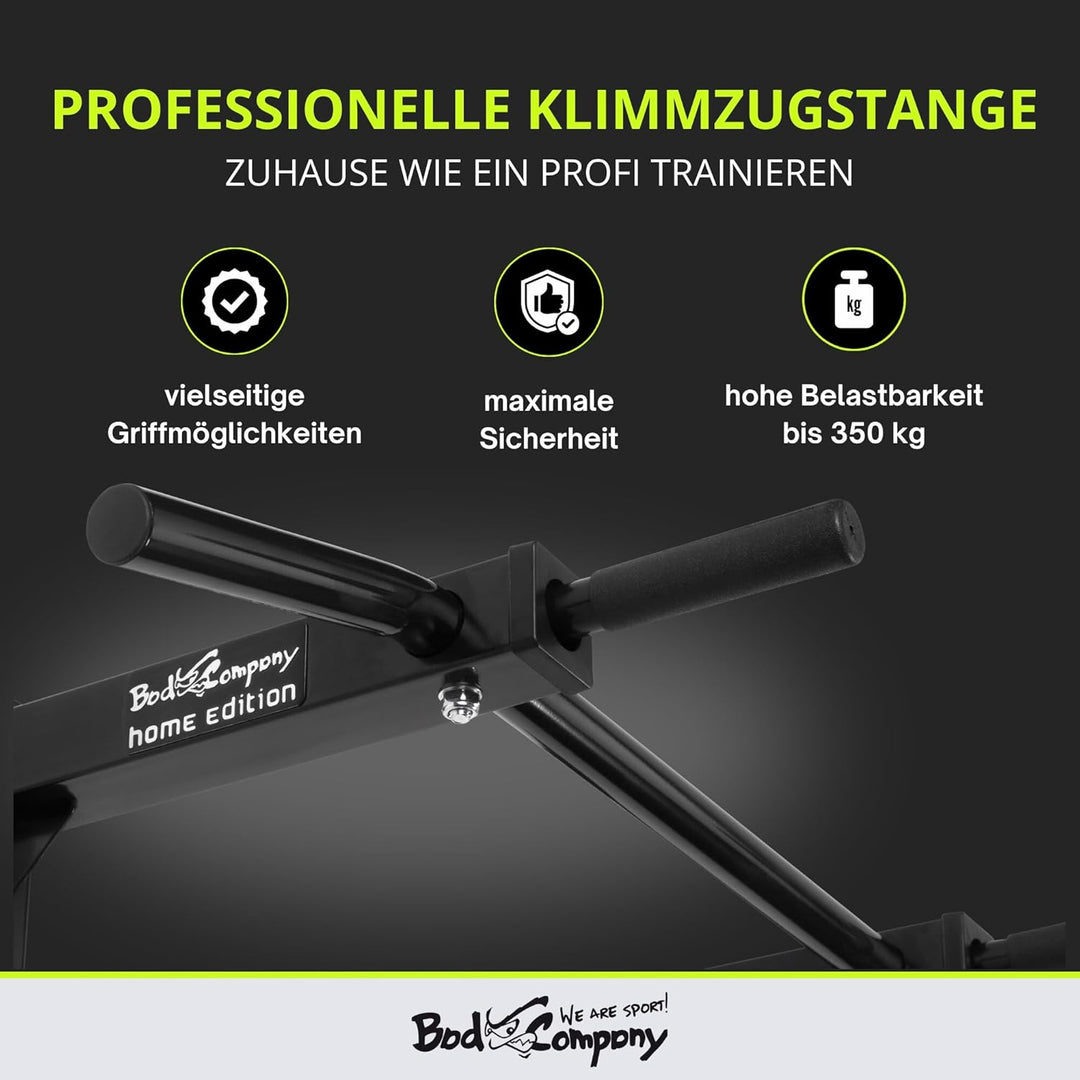 Bad Company Klimmzugstange Wandmontage bis 350 kg belastbar - Klimmzug Stange Wand inkl. Anleitung u